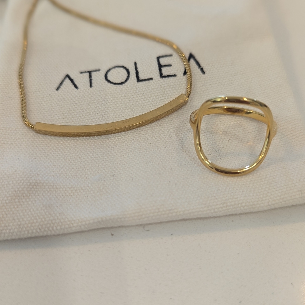 ATOLEA Bundle Gold Necklaces, Bracelets, and Ring. Never Tarnish